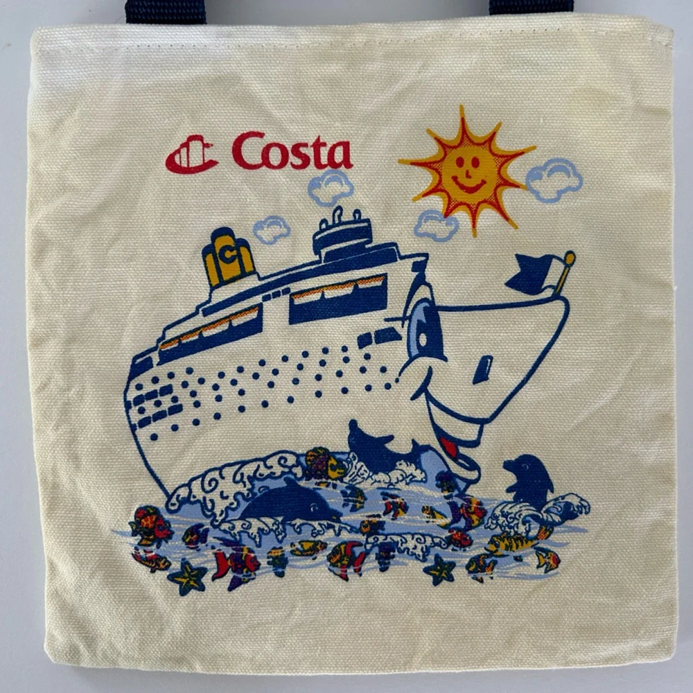 🦋 5/$25 - Vintage Costa Mini Canvas Cruise Small Tote Bag